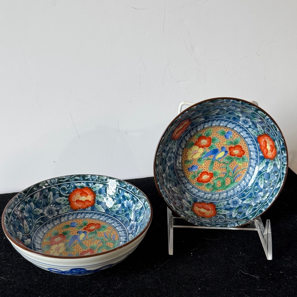 2 Vintage Japanese Juzan Gama Arita Ware Porcelain Rice/Cereal Bowl Signed - Picture 1 of 5